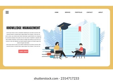 flat design concept Knowledge Management. Internet education for website and landing page template. perfect for web page design, banner, mobile app, Vector illustration