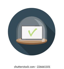 Flat Design Concept Laptop Icon Vector Illustration With Long Shadow. EPS10