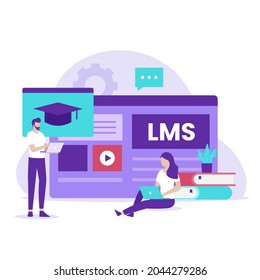 Flat design concept of Learning management system. Illustration for websites, landing pages, mobile applications, posters and banners