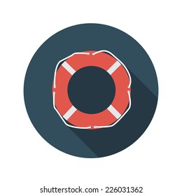 Flat Design Concept Lifebuoy Vector Illustration With Long Shadow. EPS10