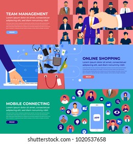 Flat design  concept management, online shopping and mobile connecting. Vector illustrate.