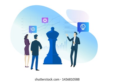 Flat design concept of market research, business analysis, strategy and planning. Vector illustration for website banner, marketing material, business presentation, online advertising.