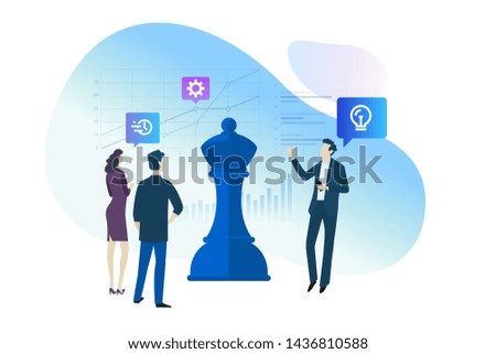 Flat design concept of market research, business analysis, strategy and planning. Vector illustration for website banner, marketing material, business presentation, online advertising.