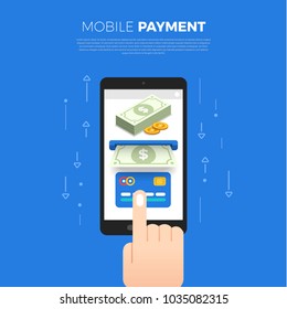 Flat design concept mobile payment. Payment method for transfer money. Vector illustrate.