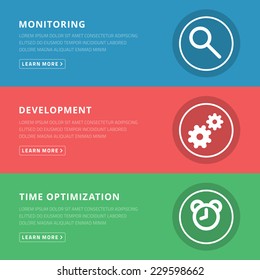 Flat design concept for monitoring, development, time optimization