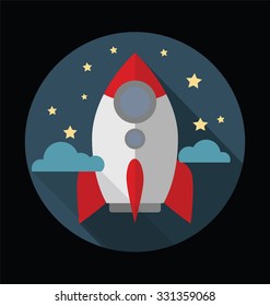 Flat design concept of new business project startup with night scene