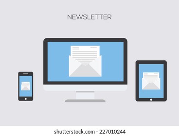 Flat design concept of newsletter. Vector Illustration