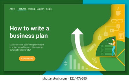 Flat design concept on business plan theme. Vector illustration mock-up for website and mobile website. Landing page template.