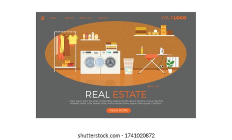 Flat design concept on business real estate start theme. Vector illustration mock-up for website and mobile page. Landing template.