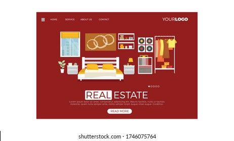 Flat design concept on business real estate start theme. Vector illustration mock-up for website and mobile page. Landing template.