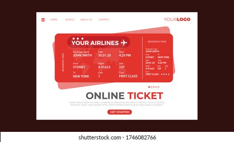Flat design concept on business airlines company start theme. Vector illustration mock-up for website and mobile page. Landing template.