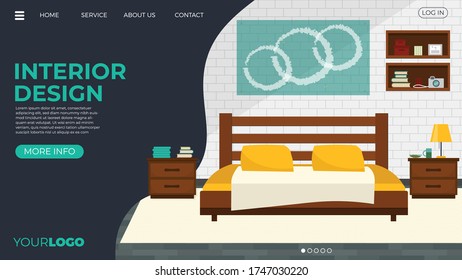 Flachdesign Konzept auf Business Interieur Design starten Thema. Vector Illustrationsmock für Website und mobile Seite. Anlandevorlage.
