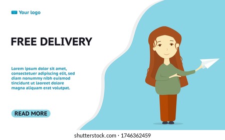 Flat design concept on delivery start theme. Vector illustration mock-up for website and mobile page. Landing template