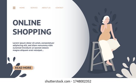 Flat design concept on online shopping start theme. Vector illustration mock-up for website and mobile page. Landing template
