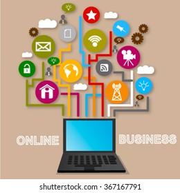 Flat design  Concept Of Online Business