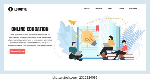 flat design concept online education for website and landing page template. perfect for web page design, banner, mobile app, Vector illustration