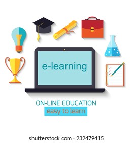 Flat design concept for online education. Concepts for web banners.