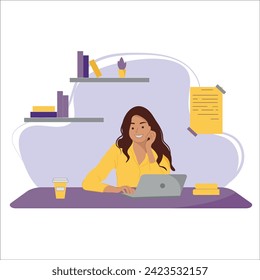 Flat design concept for online education, trainings and courses, training, video lessons. Vector illustration for website banner, marketing material, presentation template, internet advertising. 