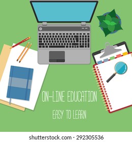 Flat design concept for online education. Concepts for web banners.