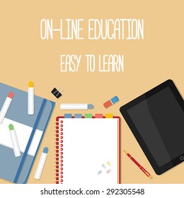 Flat design concept for online education. Concepts for web banners.