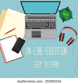 Flat design concept for online education. Concepts for web banners.