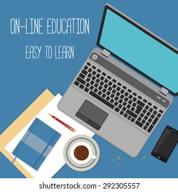 Flat design concept for online education. Concepts for web banners.
