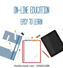 Flat design concept for online education. Concepts for web banners.
