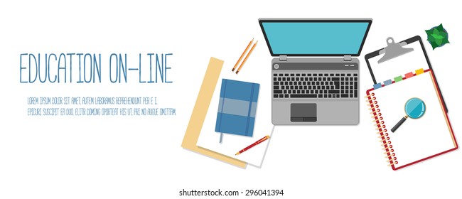 Flat design concept for online education. Concepts for web banners.