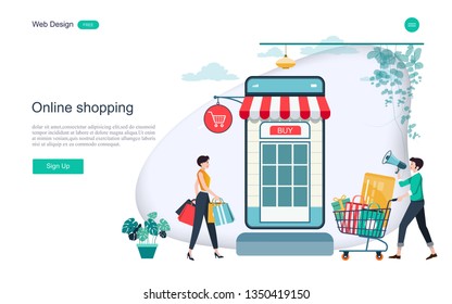 Flat Design Concept Online Shopping Convenience Stock Vector (Royalty ...