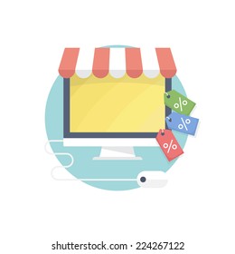 Flat design concept: online shopping,