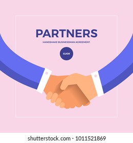 Flat Design Concept Partners. Businessman Shake Hand For Agree Business Solution. Vector Illustrate.