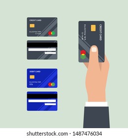 Flat design concept payment with payment machine, security token key and creditcard