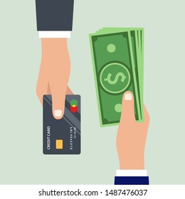 Flat design concept payment with payment machine, security token key and creditcard