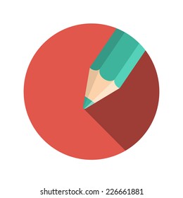 Flat Design Concept Pencil Vector Illustration With Long Shadow. EPS10