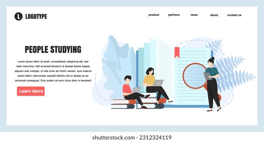 flat design concept people studying for website and landing page template. perfect for web page design, banner, mobile app, Vector illustration