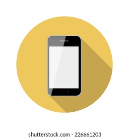 Flat Design Concept Phone Vector Illustration With Long Shadow. EPS10