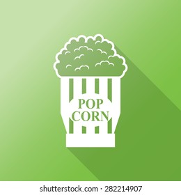 Flat Design Concept Popcorn Icon Vector Illustration With Long Shadow. 