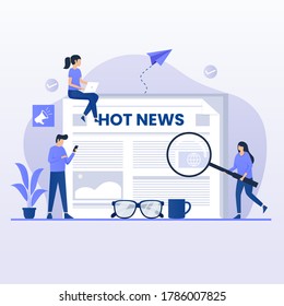 Flat design concept read news. Illustration for websites, landing pages, mobile applications, posters and banners.