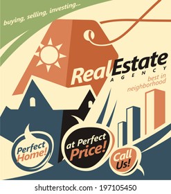 Flat design concept for real estate business. Web banner creative concept. 