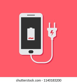 Flat design concept for recharge the mobile phone battery