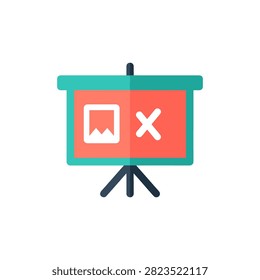 Flat design concept for rejected or invalid presentation content. Ideal for business or educational materials.