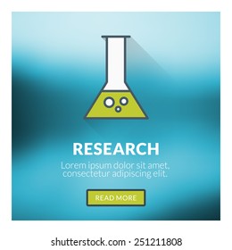 Flat design concept for research. Vector illustration with blurred background