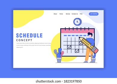 Flat Design Concept of Schedule Landing Page