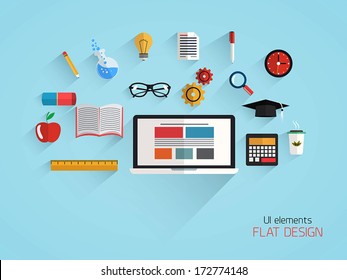 Diseño plano de la escuela y la educación. Vector