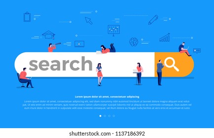 Flat Design Concept Search Engine Optimization And Result Ranking Page. Vector Illustrations.