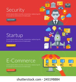 Flat design concept for security, start up and e-commerce. Vector illustration for web banners and promotional materials