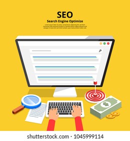 Flat design concept SEO (search engine optimize). Vector illustrate.