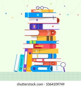 Flat design concept set of books. Vector illustrate.