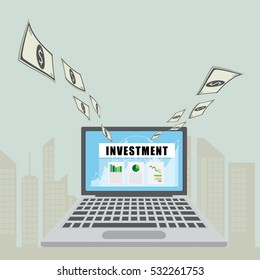 Flat design concept for smart investment, finance, banking, market data analytics, strategic management. Business diagram graph chart. Investment growth.