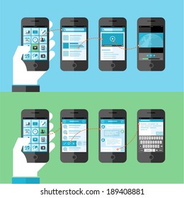 Flat design concept for smart phone services and apps. Concepts for web banners and printed materials.